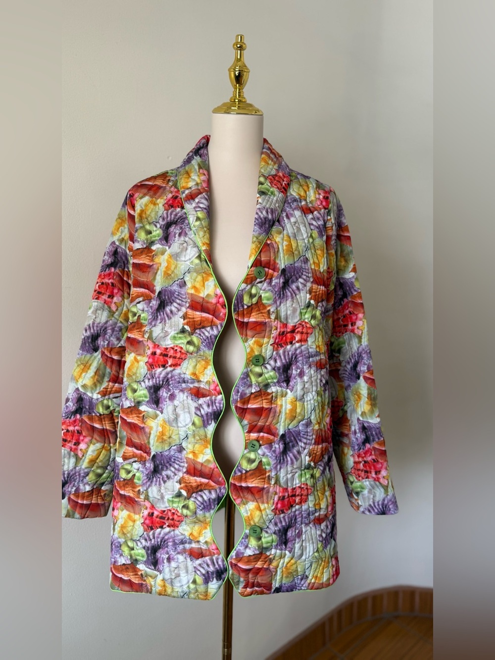 Rare HOSBJERG Ocean Life Collection Quilted Seashell Jacket Designer One Size